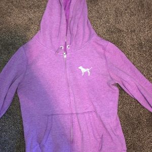 PINK || purple zip up w holographic writing